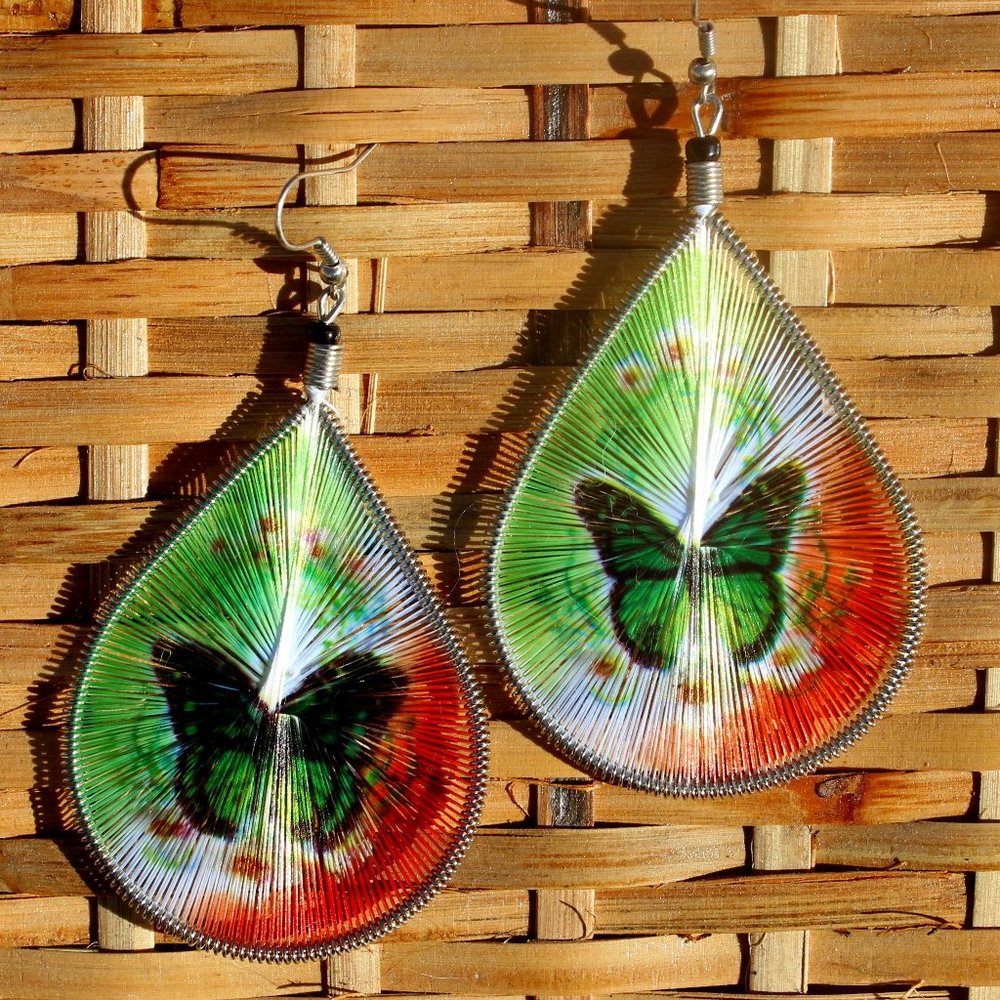 Beautiful Handmade Butterfly Earrings Made with Silk Thread